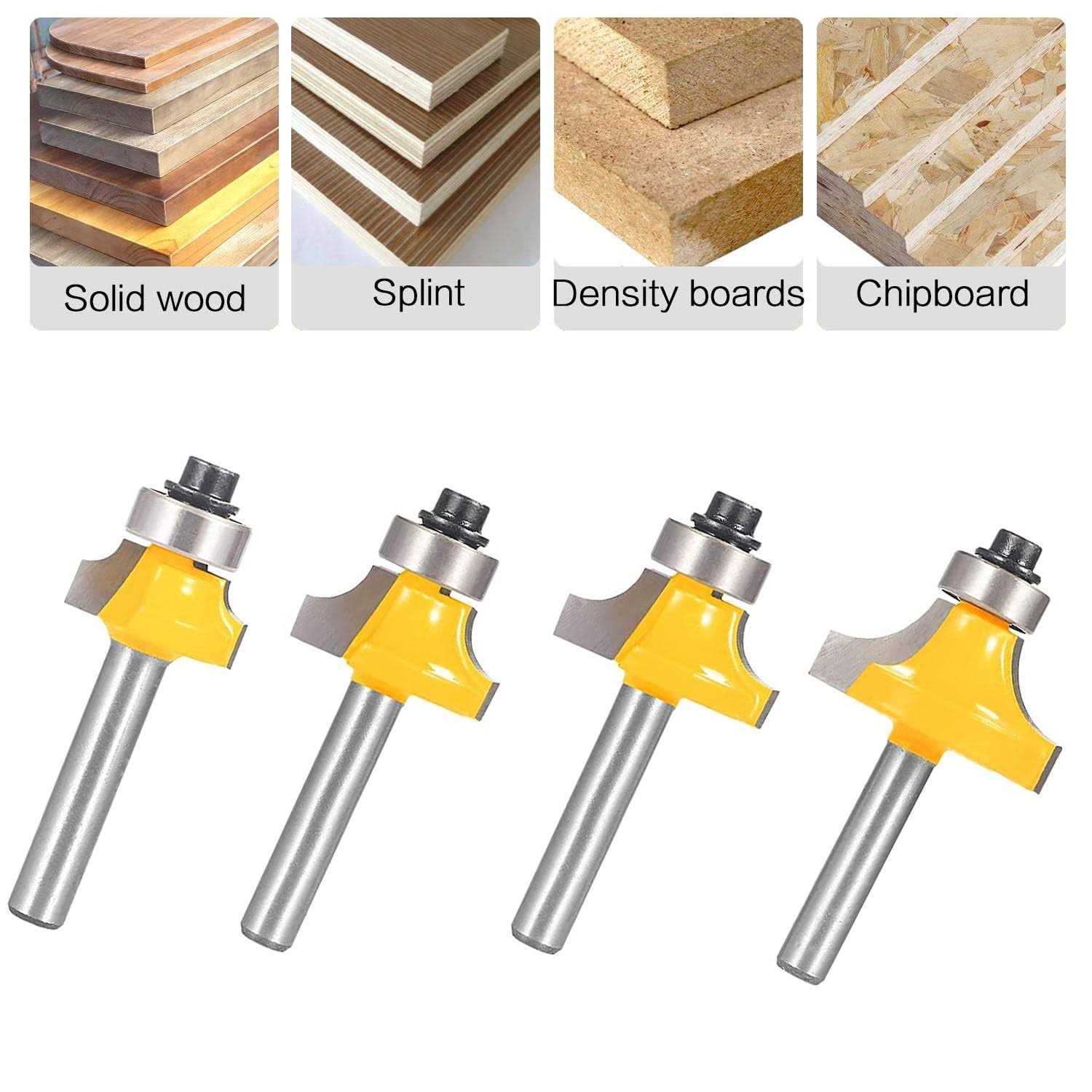 Totowood Roundover Router Bit Set,4pcs Router Bit Set,1/4 inch Shank,Radius in 1/8 - Image 3