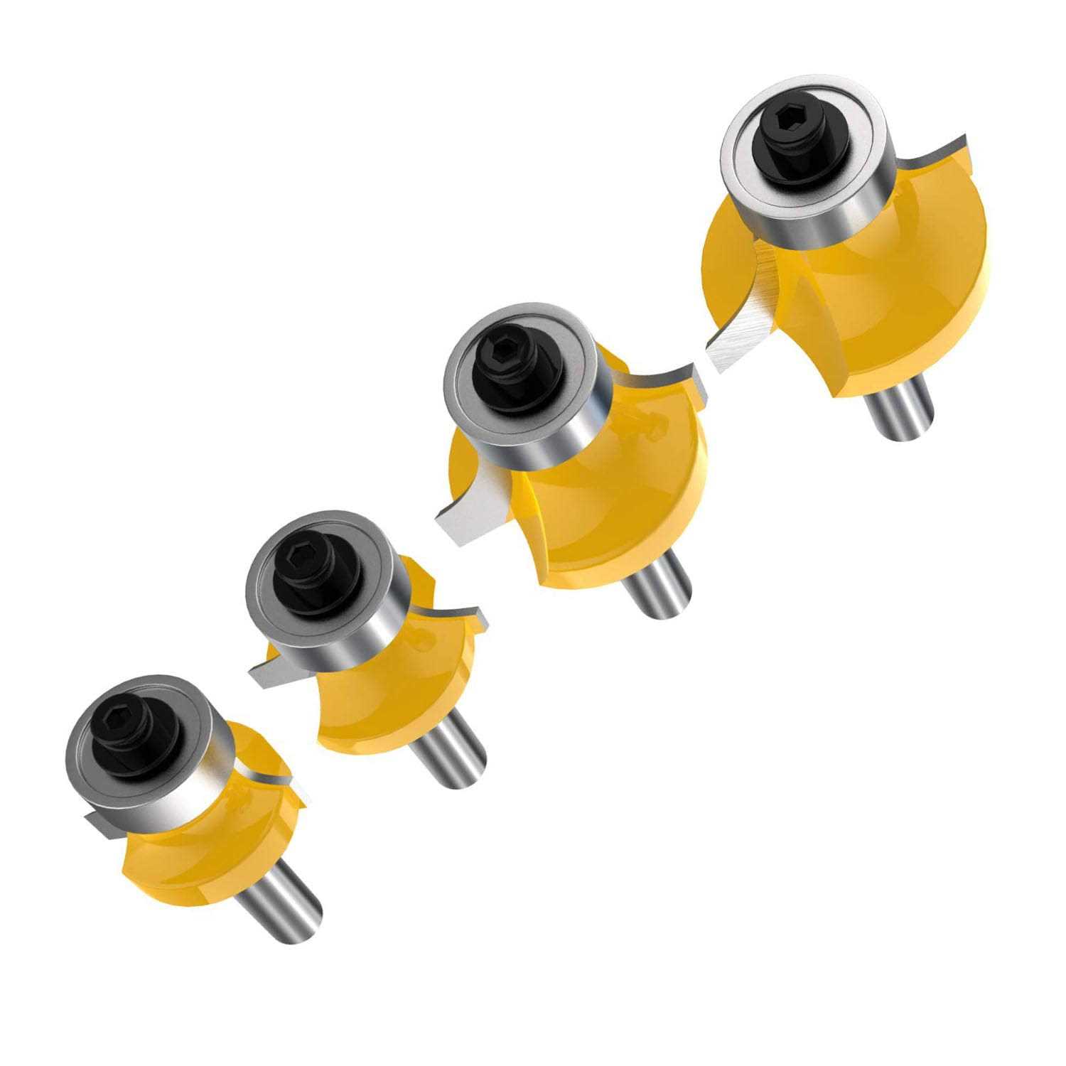 Totowood Roundover Router Bit Set,4pcs Router Bit Set,1/4 inch Shank,Radius in 1/8 - Image 5