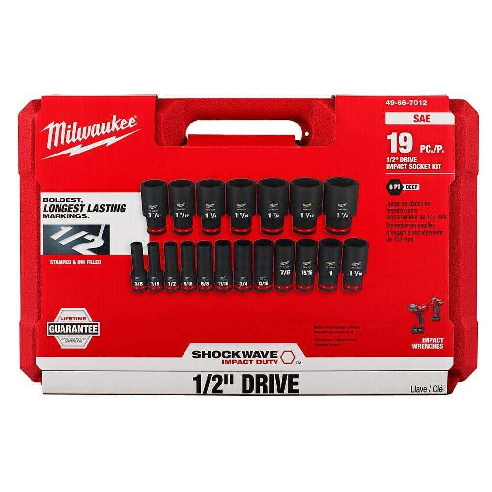 Milwaukee SHOCKWAVE 1/2 in. Drive SAE 6 Point Impact Socket Set with 3/8 in. SAE/Metric Impact Socket Set - Image 3