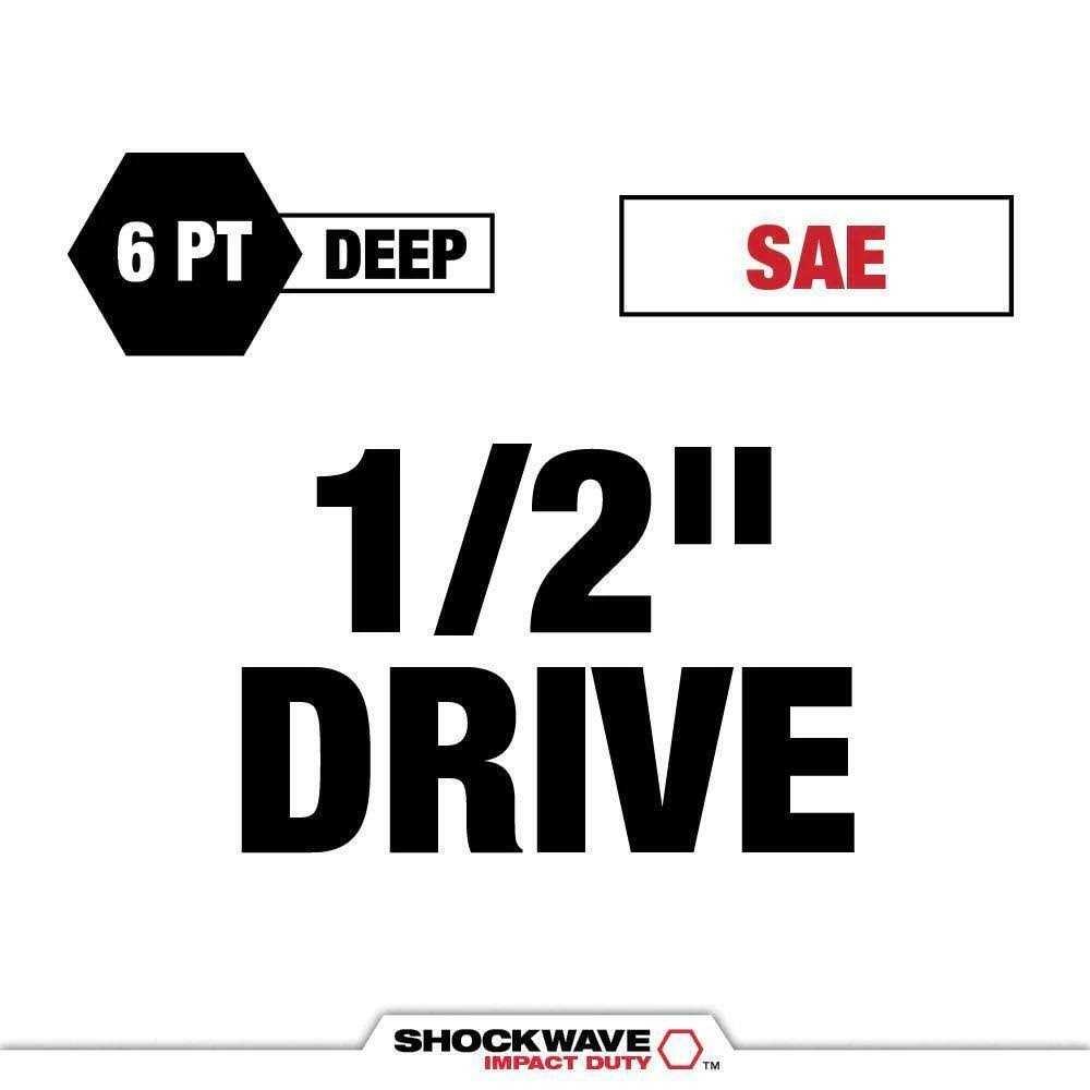 Milwaukee SHOCKWAVE 1/2 in. Drive SAE 6 Point Impact Socket Set with 3/8 in. SAE/Metric Impact Socket Set - Image 5