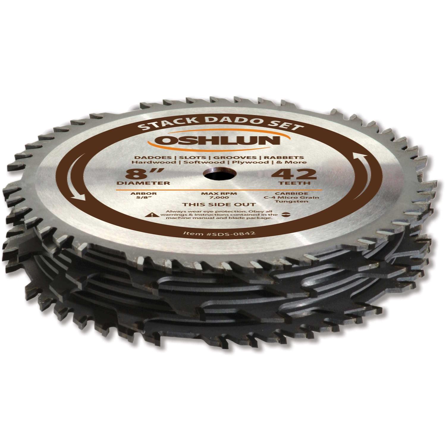 Oshlun SDS-0842 8-Inch 42 Tooth Stack Dado Set with 5/8-Inch Arbor