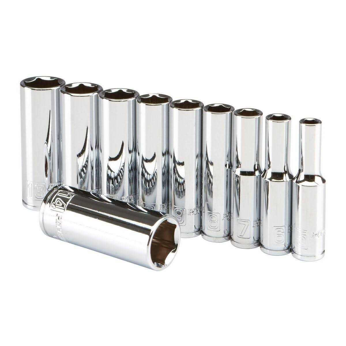 Pittsburgh Pro 1/4 in. Drive Metric High Visibility Deep Socket