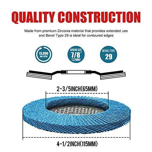 EZARC Flap Discs 40 Grit 4 1/2 x 7/8-Inch Flap Sanding Disc - Image 5