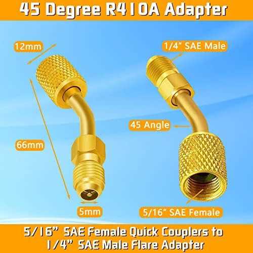 R410a Swivel Adapter Charging Vacuum Port Adapter Brass Converter with 5/16 inches SAE Female to 1/4 inches SAE Male Flare and 1/4 SAE Female x 1/2 - Image 4