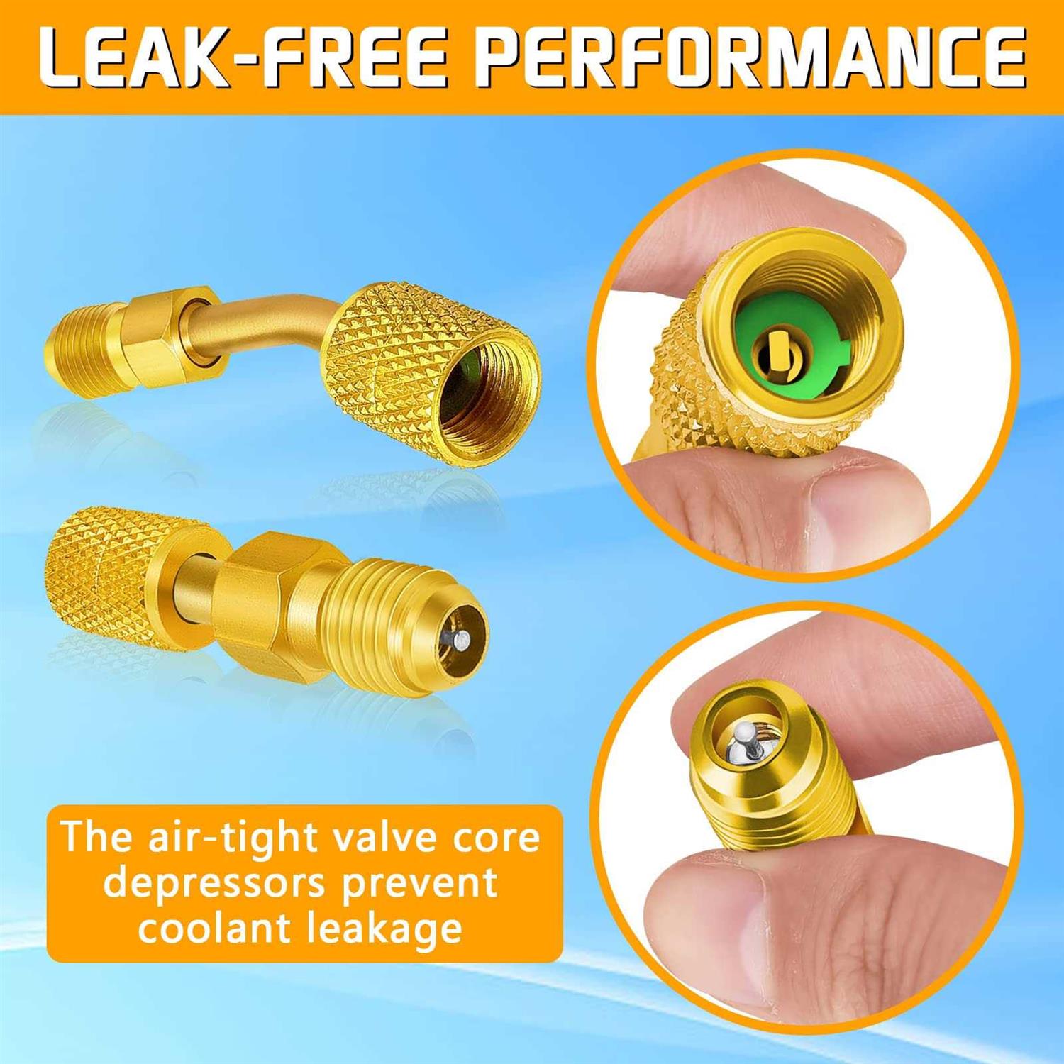 R410a Swivel Adapter Charging Vacuum Port Adapter Brass Converter with 5/16 inches SAE Female to 1/4 inches SAE Male Flare and 1/4 SAE Female x 1/2 - Image 5