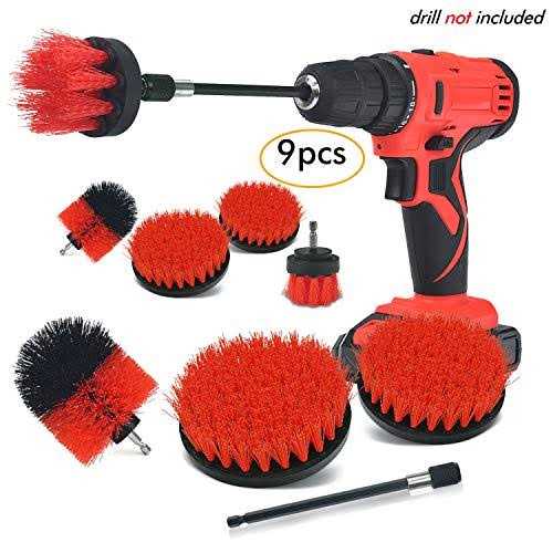 Shieldpro Drill Brush Attachment Set,Power Cleaning Scrub Brush,All Purpose Drill Brushes with Extend Long Attachment for Bathroom and Kitchen