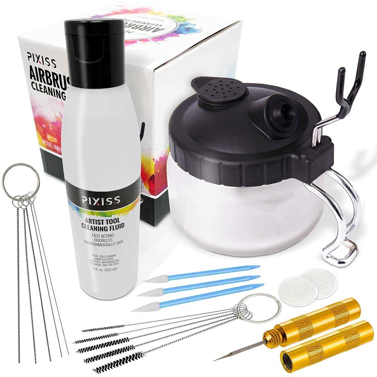 Airbrush Cleaner Kit With Brush Cleaner Solution Ultimate Airbrush Cleaning Kit Holder and Pot for Efficient Cleaning of Airbrushes