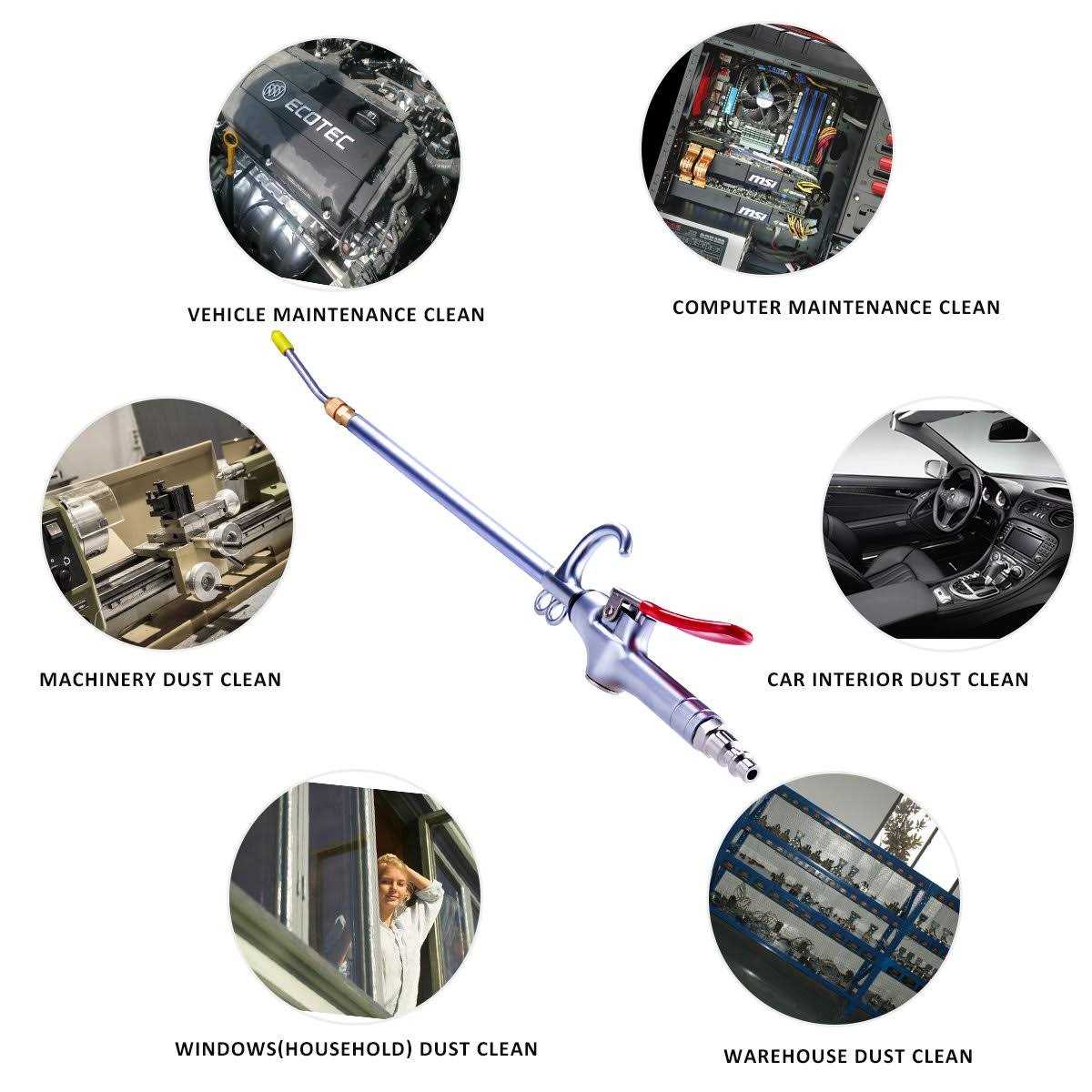 High Volume Powerful Industrial Air Blow Gun 17-26 Inch Extensible