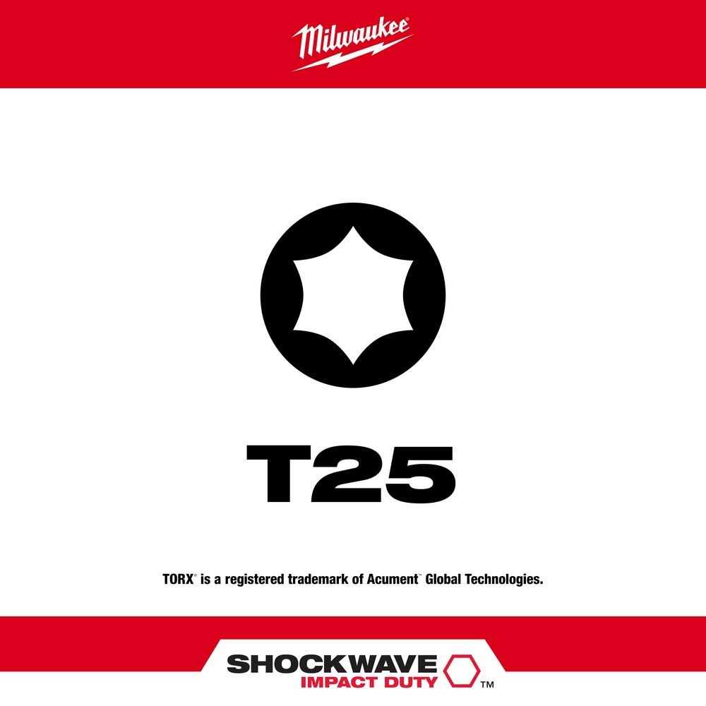 Milwaukee Shockwave 3-1/2 in. Impact Torx T25 Power Bit 48-32-4561 - Image 3