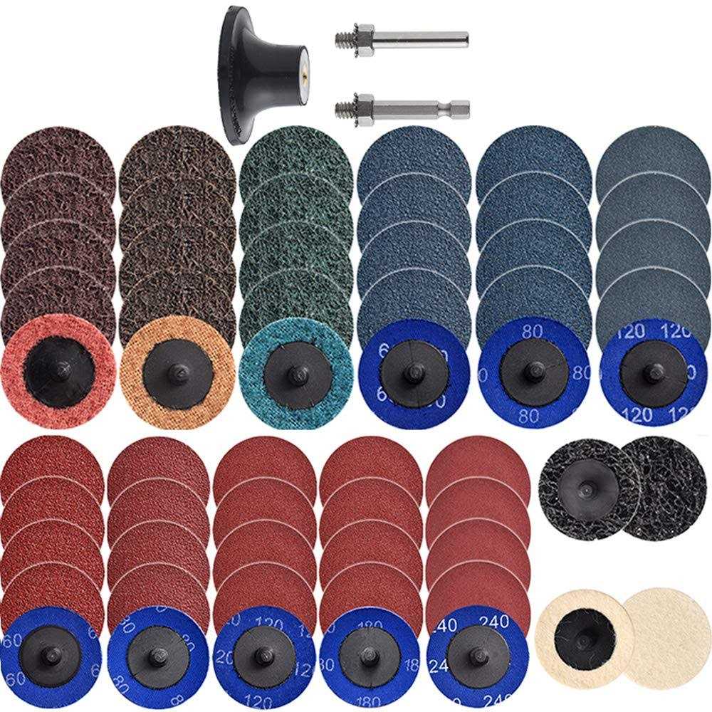 NYXCL 60Pcs Sanding Discs Set 2 inch Quick Change Sanding Discs with 1/4 Holders