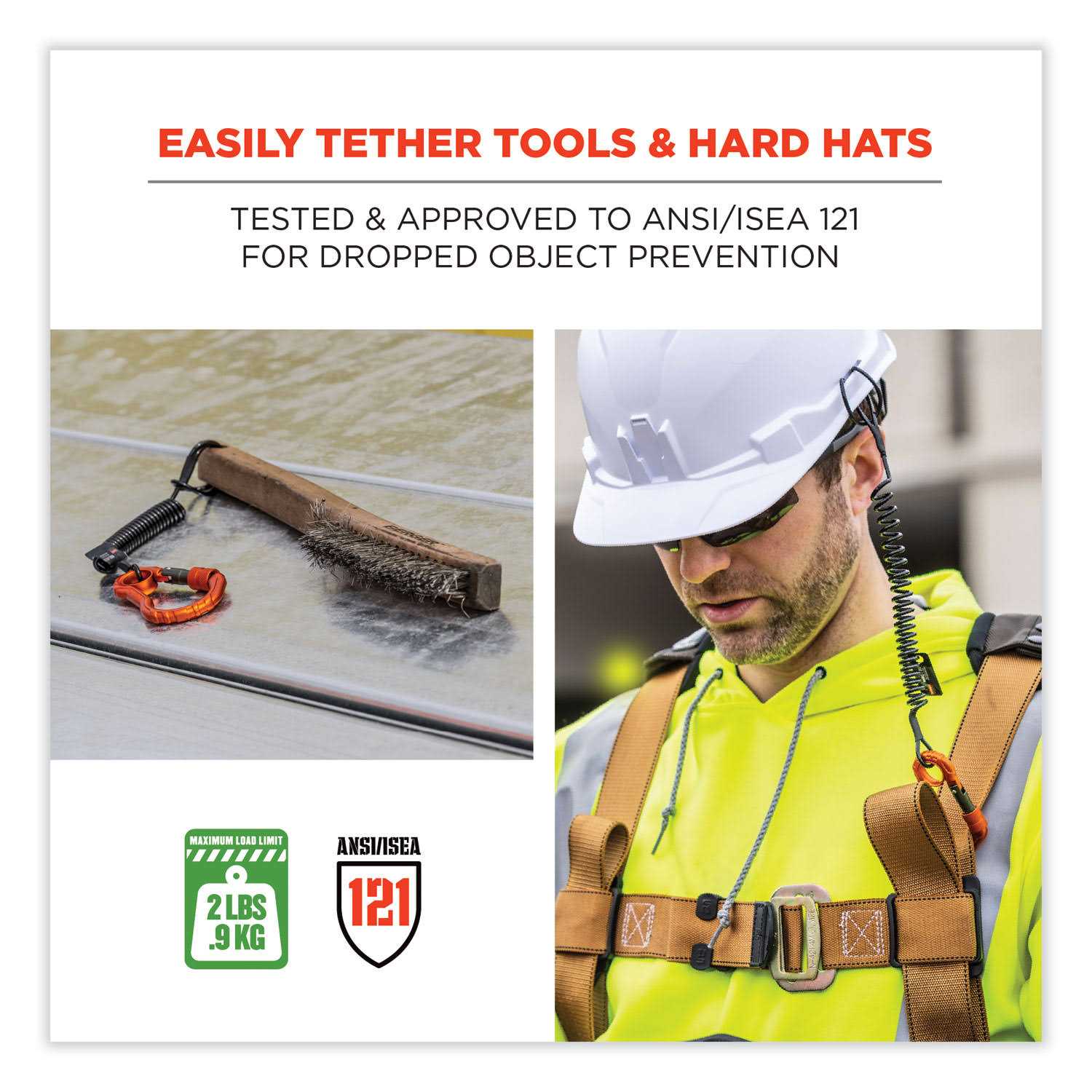 Ergodyne Squids 3156 Coiled Tool Lanyard with Single Carabiner - Image 3