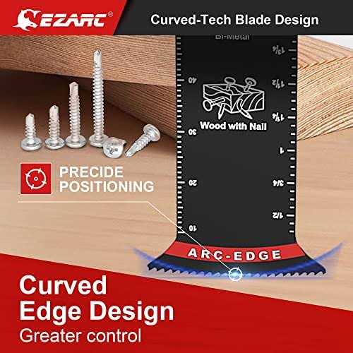 EZARC Extra Long Oscillating Saw Blades 5PCS Arc Edge Bi-Metal Multitool Blades Precise Cut for Wood with Nails - Image 2