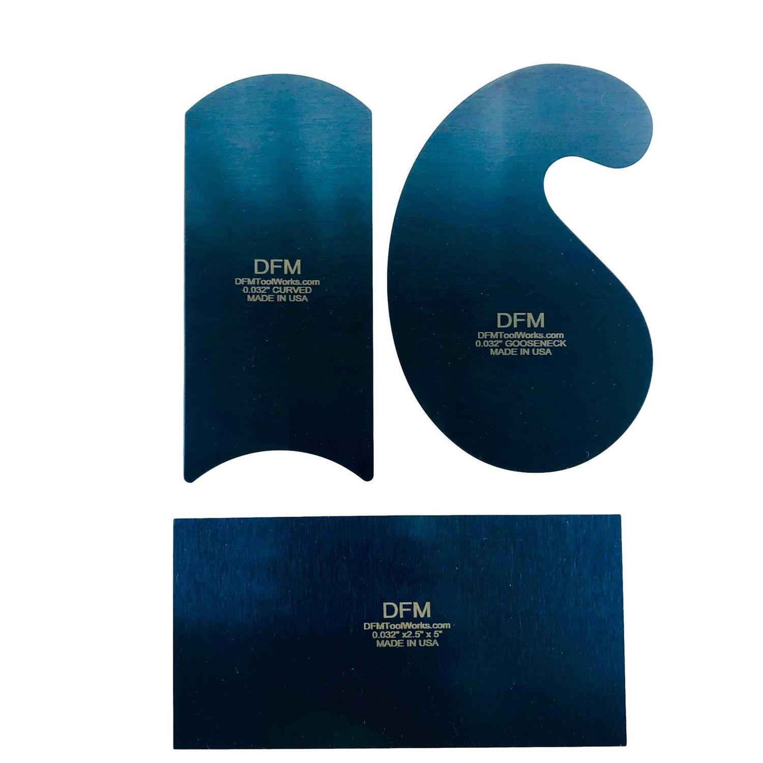 DFM Tool Works DFM Blue Curved Cabinet Scraper Card Set