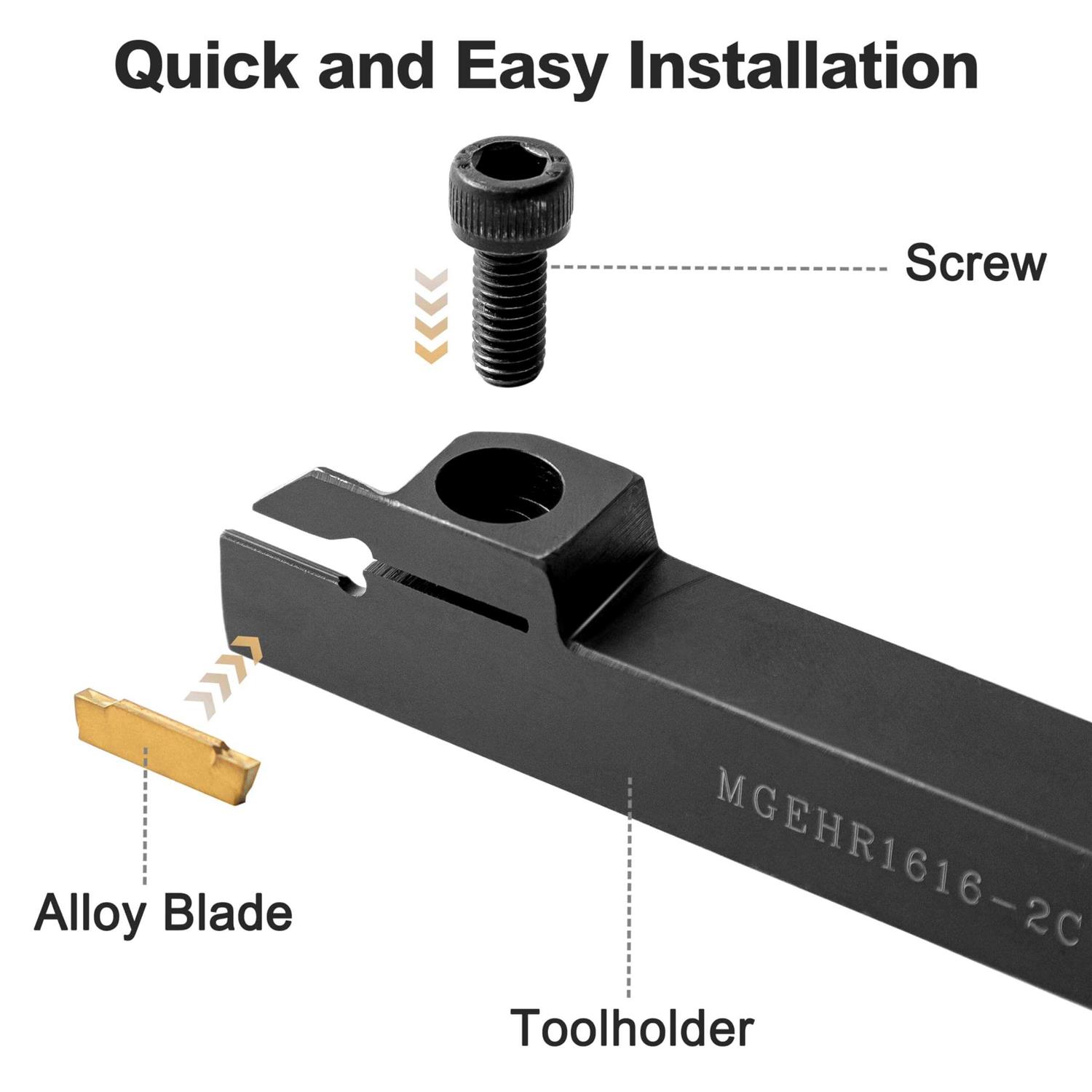 IWONGO Lathe Grooving Tool Set 3pcs 5/8 Grooving Holder Turning Holder with 10pcs Indexable Carbide Inserts Mgmn200 for Metal Lathe Cutting Tools - Image 3
