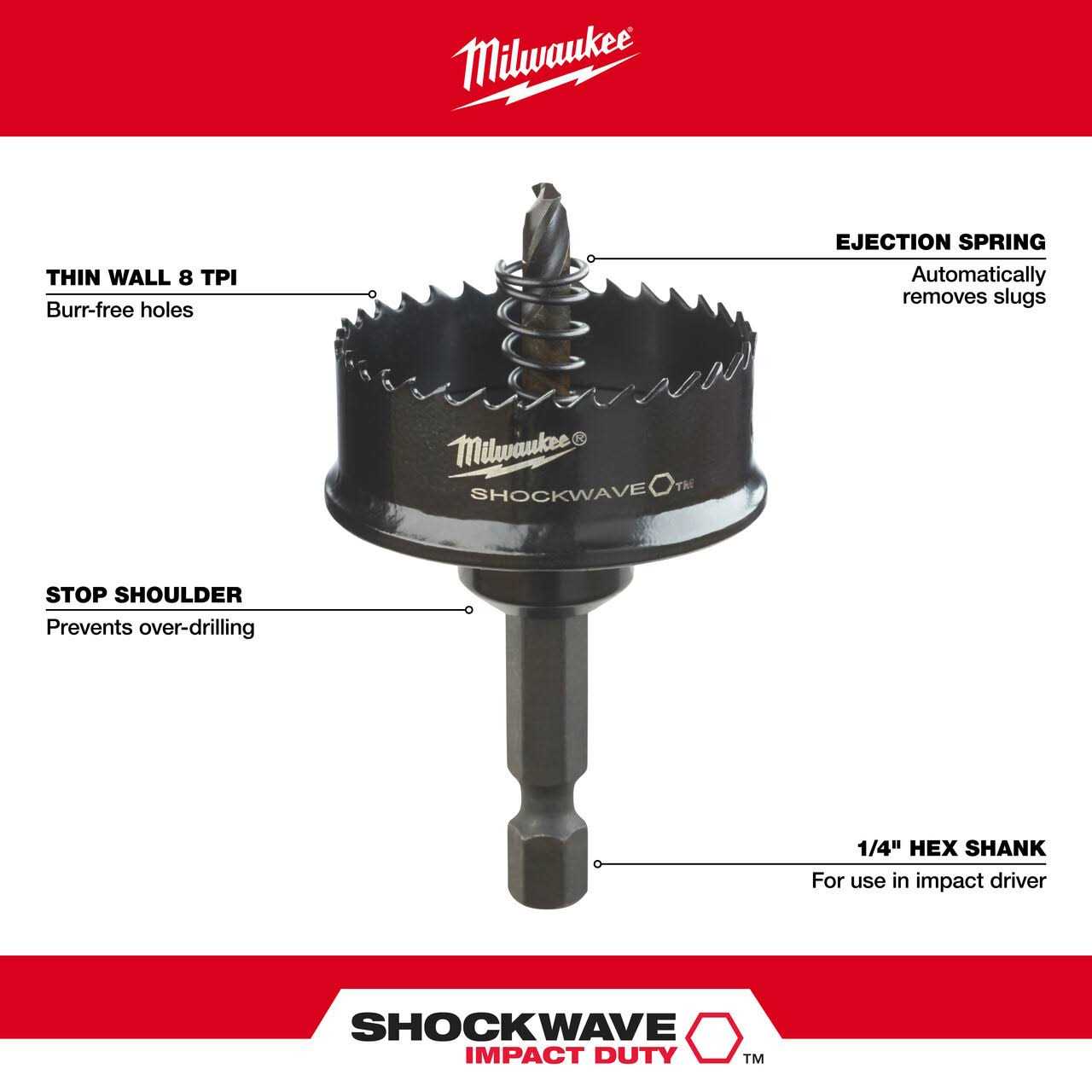 Milwaukee Shockwave Impact Hole Saw 49-56-9810 - Image 5