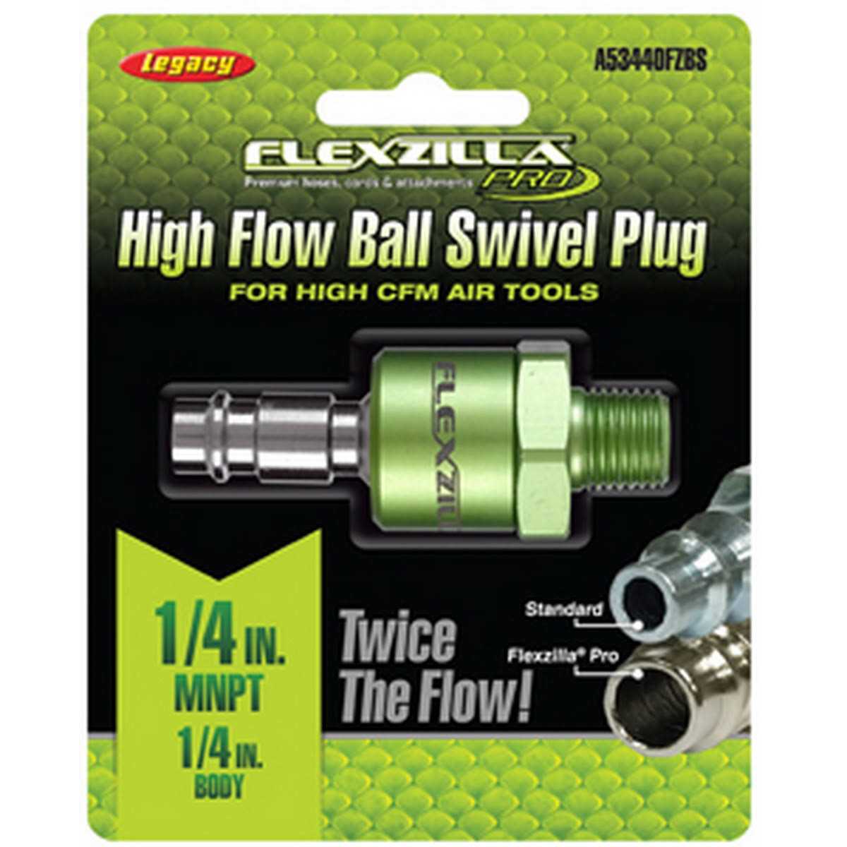 Flexzilla High Flow Ball Swivel Plug 1/4 Body 1/4M Legacy Manufacturing - Image 3