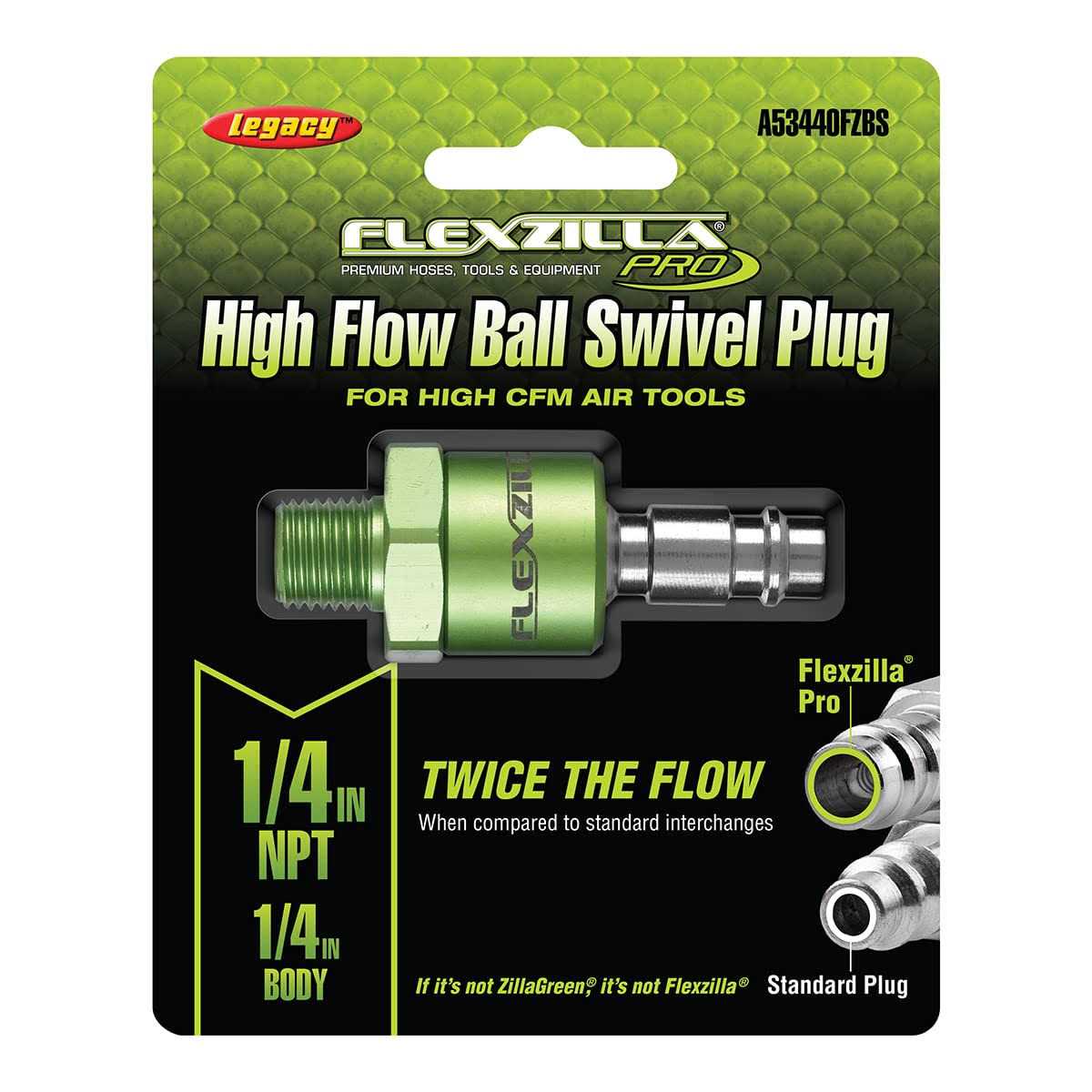 Flexzilla High Flow Ball Swivel Plug 1/4 Body 1/4M Legacy Manufacturing - Image 5
