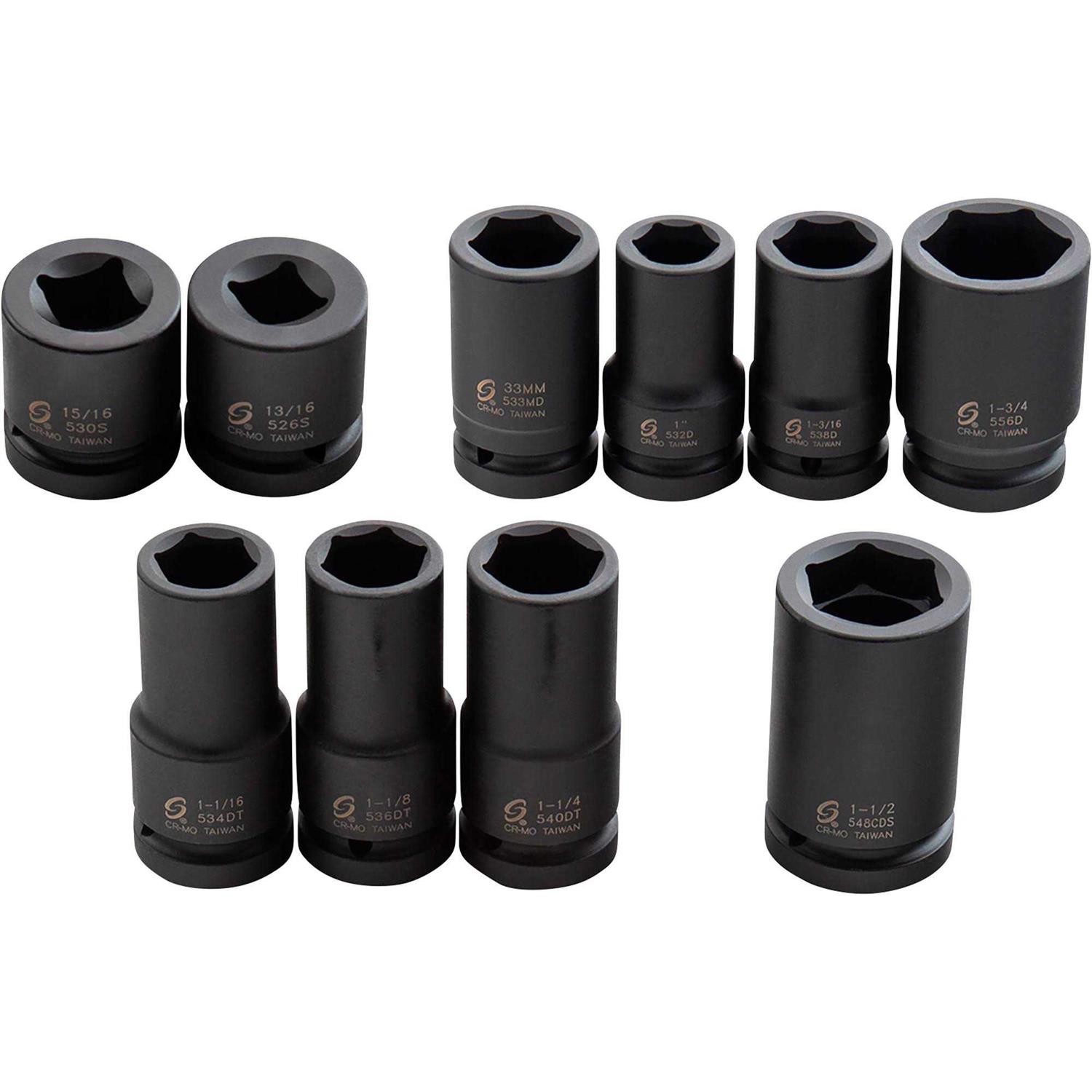 Sunex 5690A 1 Drive SAE & Metric Heavy Duty Wheel Impact Socket Set - Image 2
