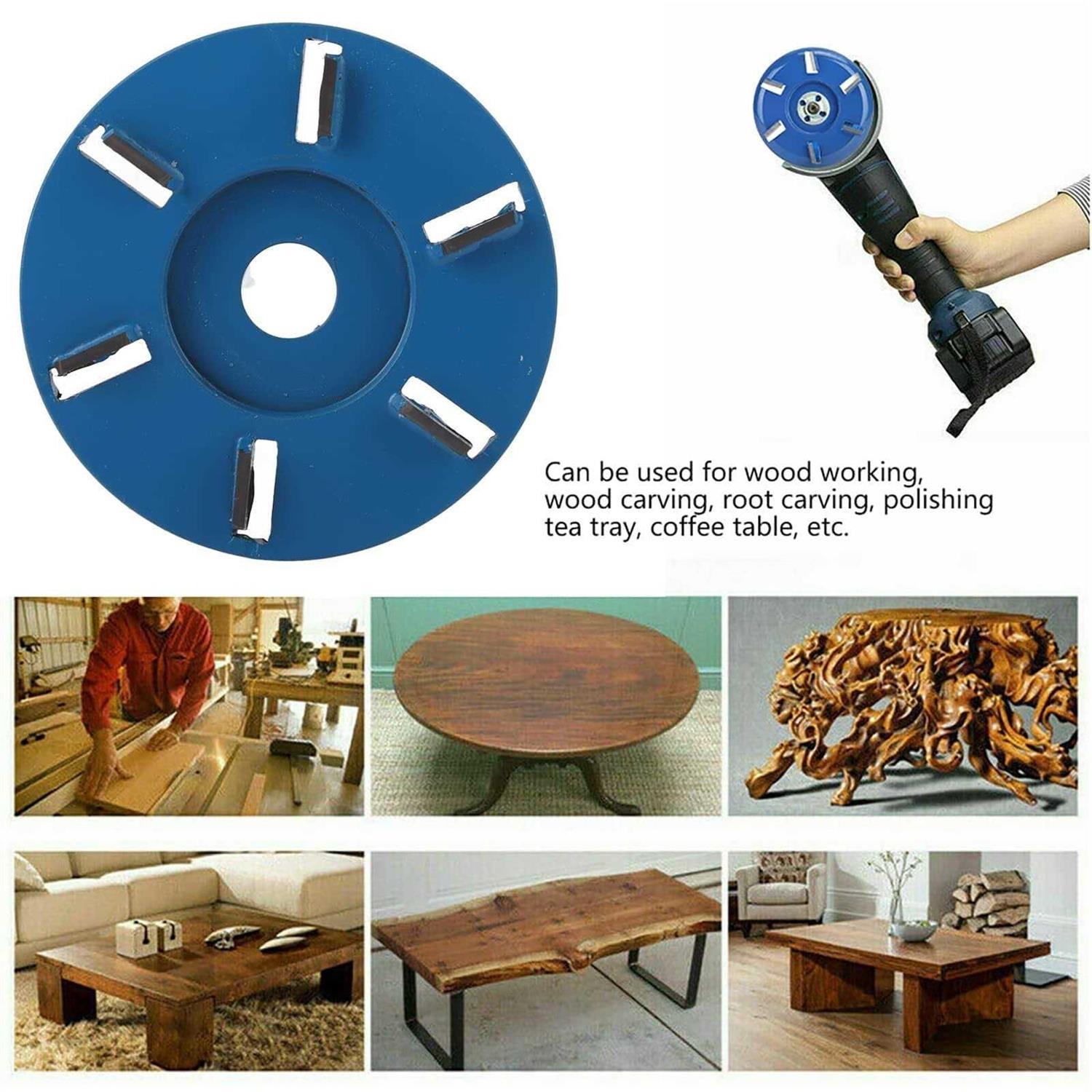 Stump Remover Angle Grinder Wood Carving Disc 6 Teeth Chainsaw Mill Cutter Woodworking Blade Tools Chainsaw Wheel Chain Saw Disc Saw Blade Grinder - Image 2