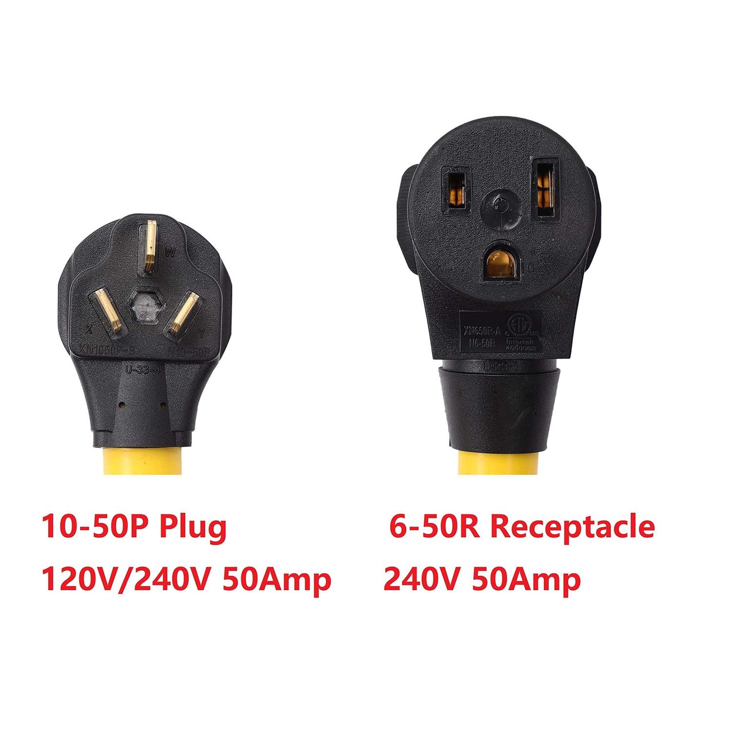 ONETAK NEMA 10-50P to 6-50R 240V 50 Amp 1.5FT STW 6AWG 3 Prong Male Plug to 3 Prong Female Receptacle Welder Welding EV Charger Power Cord Adapter - Image 2