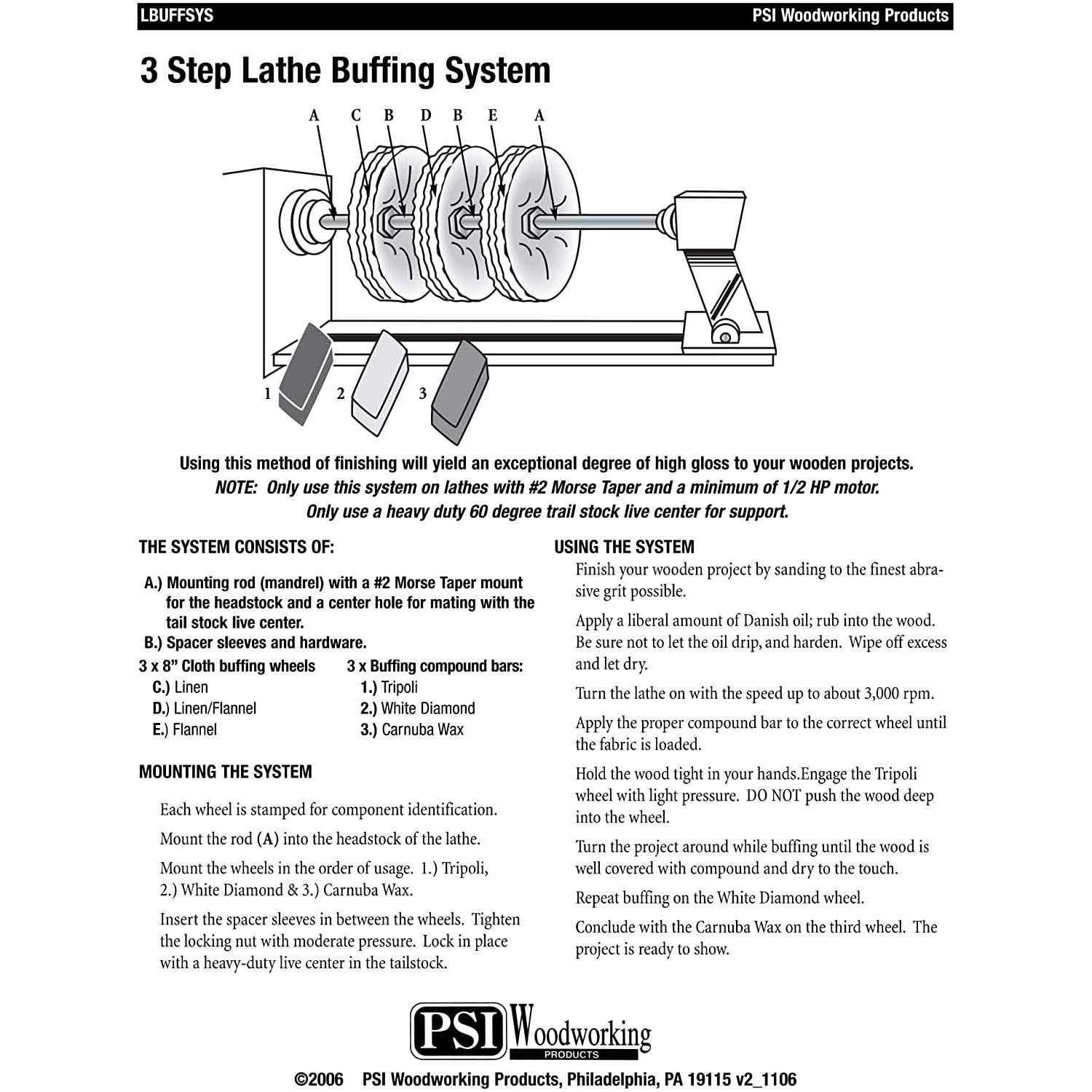 Psi Woodworking LBUFFSYS 3-Step Lathe Buffing System - Image 2