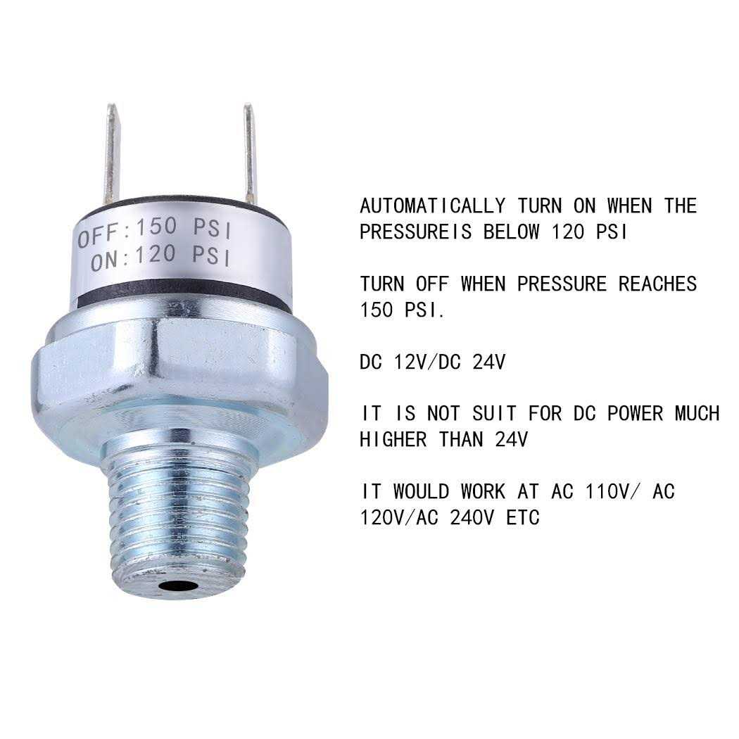 FanWayer Pressure Switch 120-150 PSI Air Compressor Pressure Switch 1/4-18 NPT Air Pessure Switch 24V 12V Pressure Switch Air tank hi - Image 3