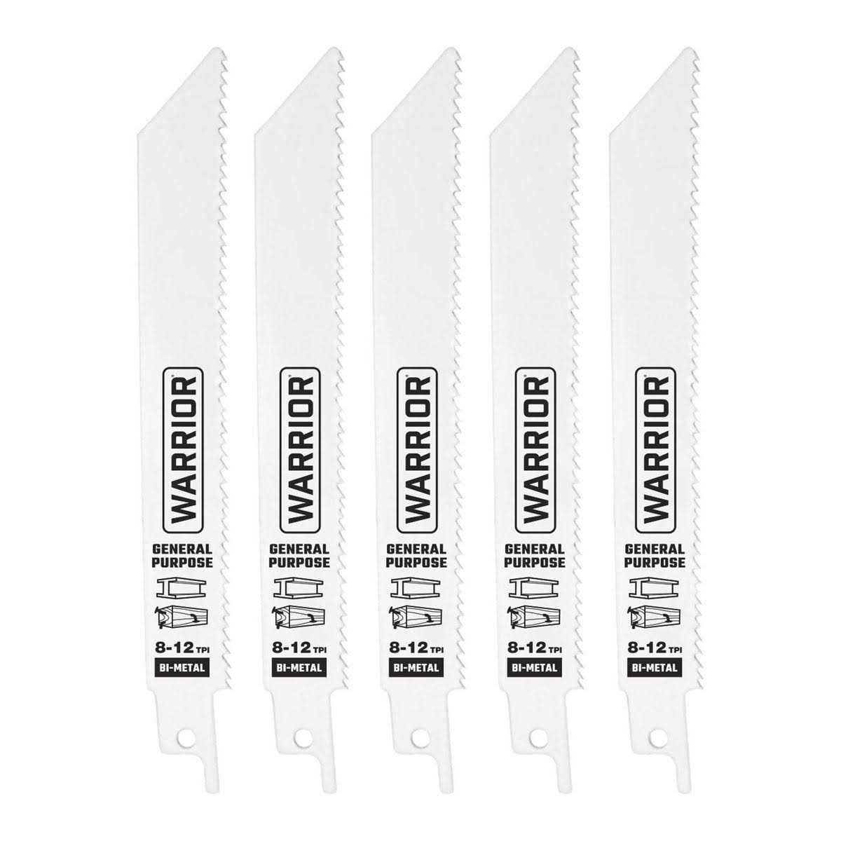 Warrior 6 in 8-12 TPI General Purpose / Demolition Bi-metal Reciprocating Saw Blades