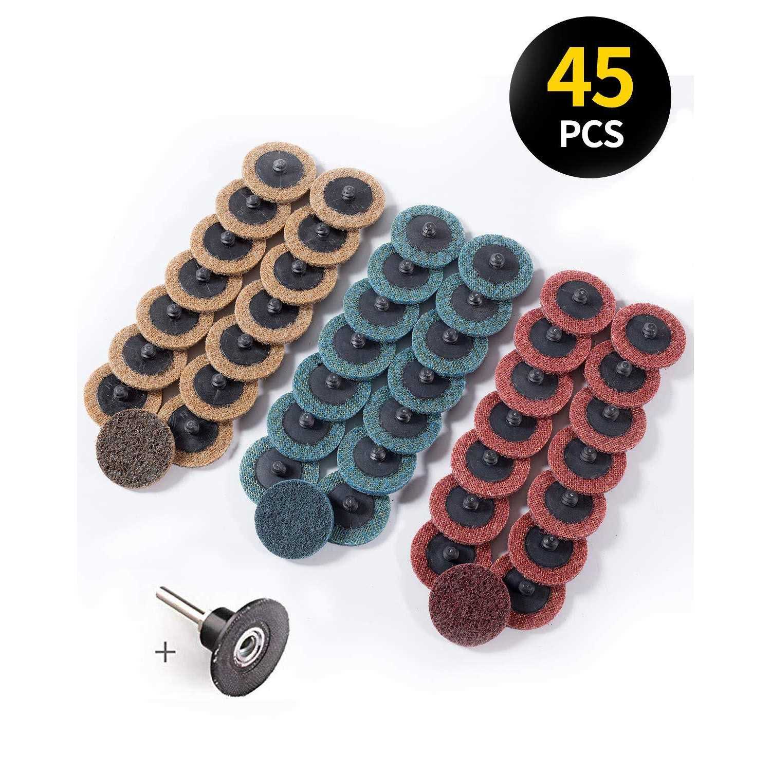S Satc 46Pcs Sanding Discs 2 Inch Roll Lock Quick Change Discs 1pcs 1/4'' Holder Surface Conditioning Discs Fine Medium Coarse for Die Grinder - Image 4