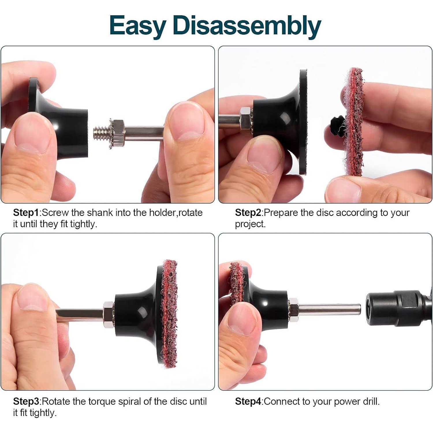 S Satc 46Pcs Sanding Discs 2 Inch Roll Lock Quick Change Discs 1pcs 1/4'' Holder Surface Conditioning Discs Fine Medium Coarse for Die Grinder - Image 5