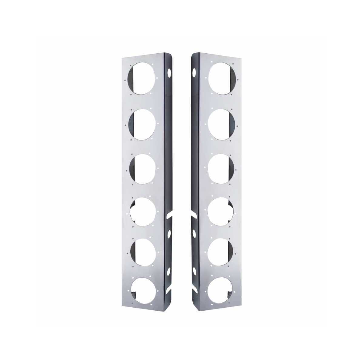 SS Front Air Cleaner Bracket With 12X 9 LED 2 Lights & Bezels For Peterbilt-Amber LED & Lens - Image 4