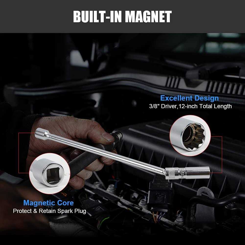 Cmtool Thin Wall Spark Plug Socket with Extension Spark Plug Socket Set Magnetic 12 point Socket 3/8 Inch Drive - Image 3