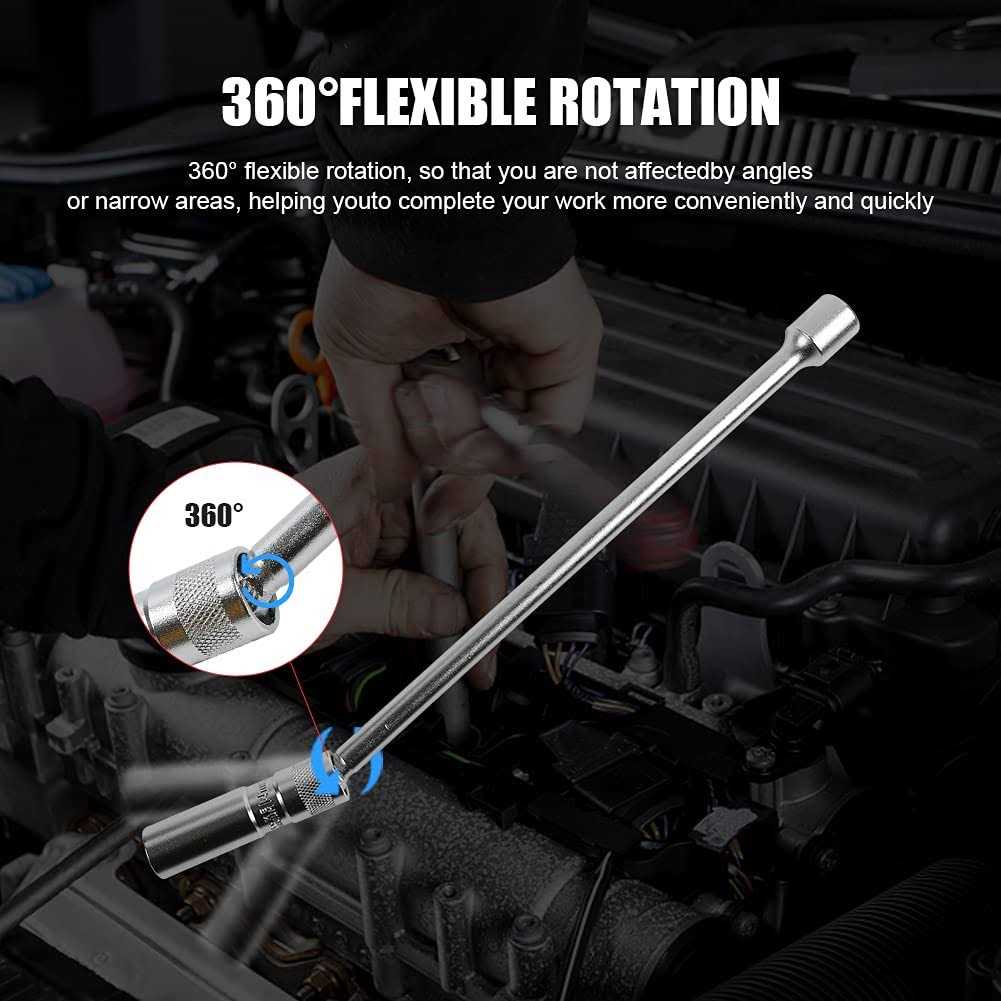 Cmtool Thin Wall Spark Plug Socket with Extension Spark Plug Socket Set Magnetic 12 point Socket 3/8 Inch Drive - Image 5