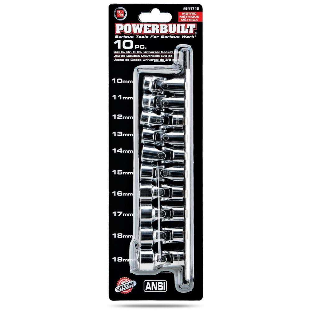 Powerbuilt 10 Piece 3/8 Inch Drive Metric Universal 6 Point Socket Set 641715 - Image 5