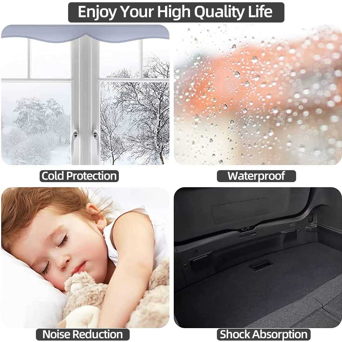 ESUFEIR Door Weather Stripping Door Seal Strip,Self-Adhesive Rubber Door Insulation Weather Strip for Window and Door Soundproofing D Shape - Image 3