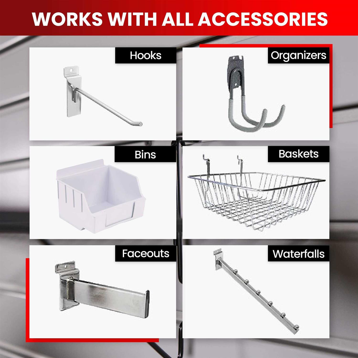 DLDIREcT Slatwall Panel Garage Wall Organizer Heavy Duty Wall Mounted PVC Wall Rack - Image 5