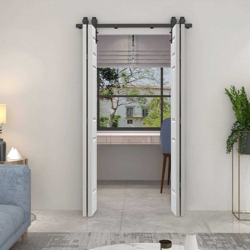 Calhome 80 Panel MDF Composite Double Bi-Fold Barn Door with Sliding Hardware Kit - Image 3