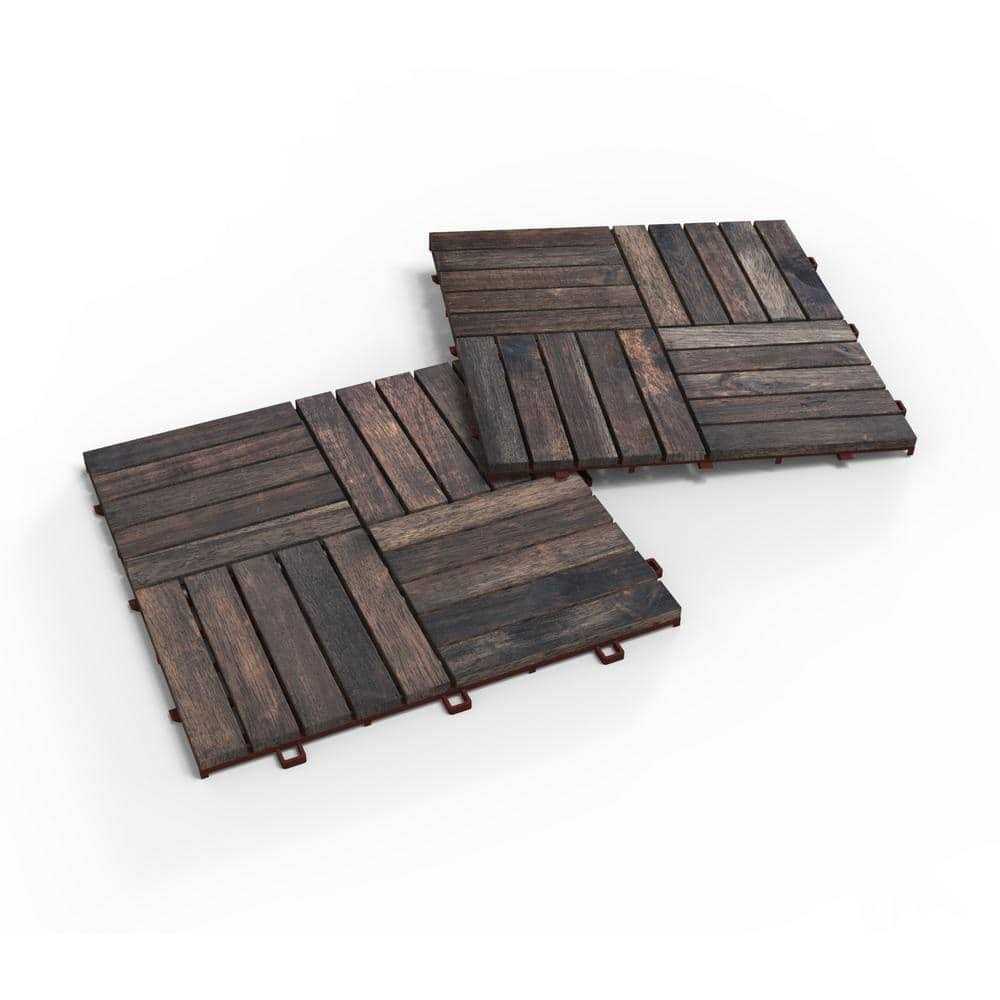 Interbuild 1 ft. x 1 ft. Interlocking Solid Hardwood Acacia Deck Tile