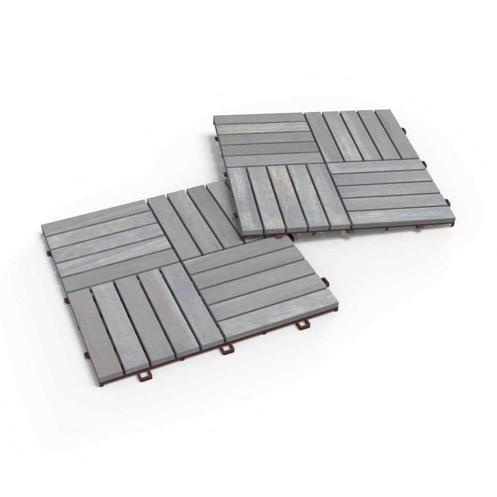 Interbuild 1 ft. x 1 ft. Interlocking Solid Hardwood Acacia Deck Tile