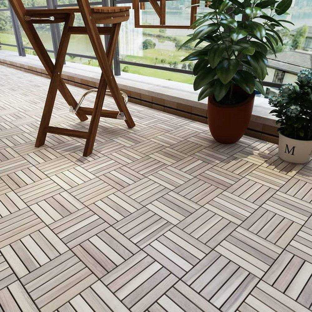Interbuild 1 ft. x 1 ft. Interlocking Solid Hardwood Acacia Deck Tile - Image 2