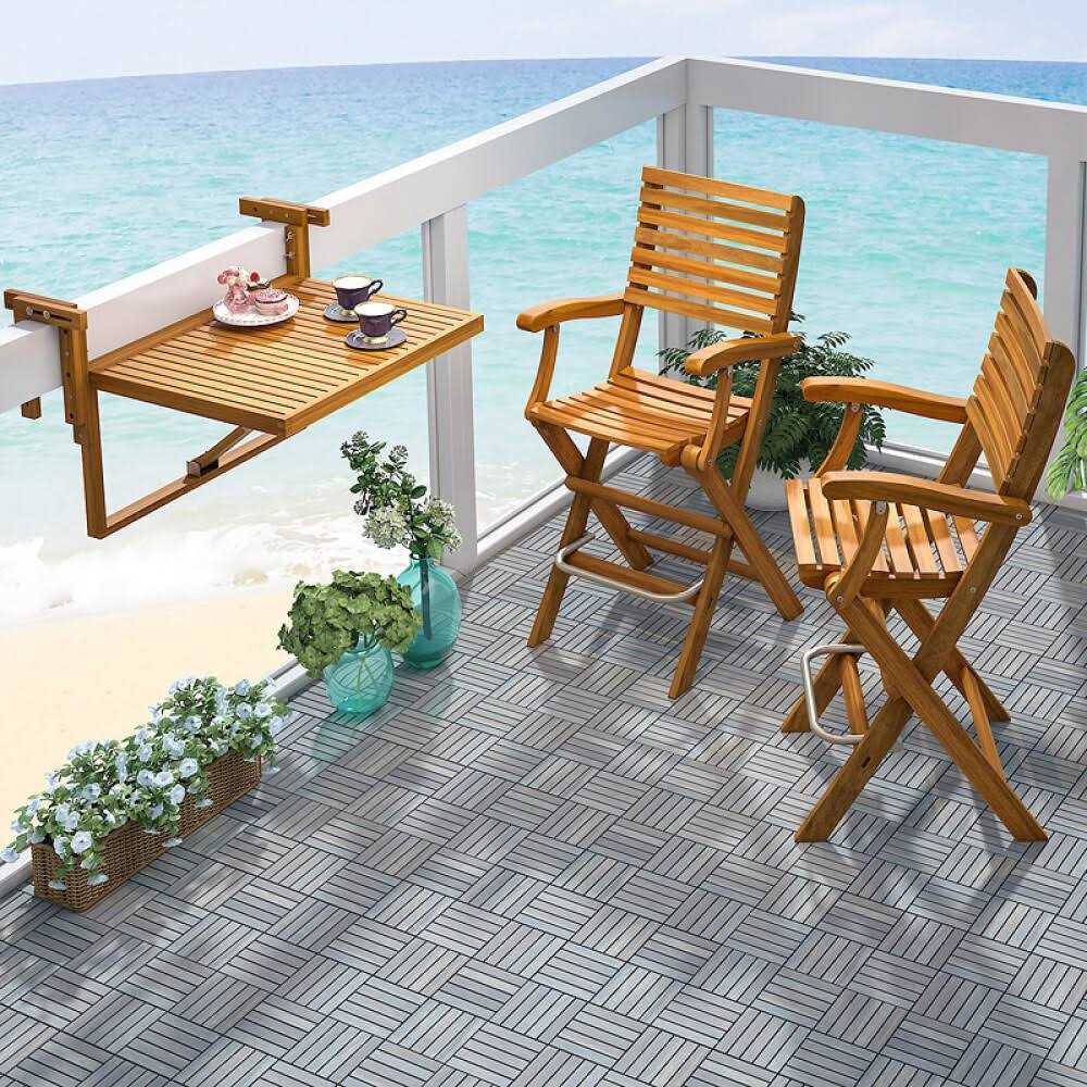 Interbuild 1 ft. x 1 ft. Interlocking Solid Hardwood Acacia Deck Tile - Image 4