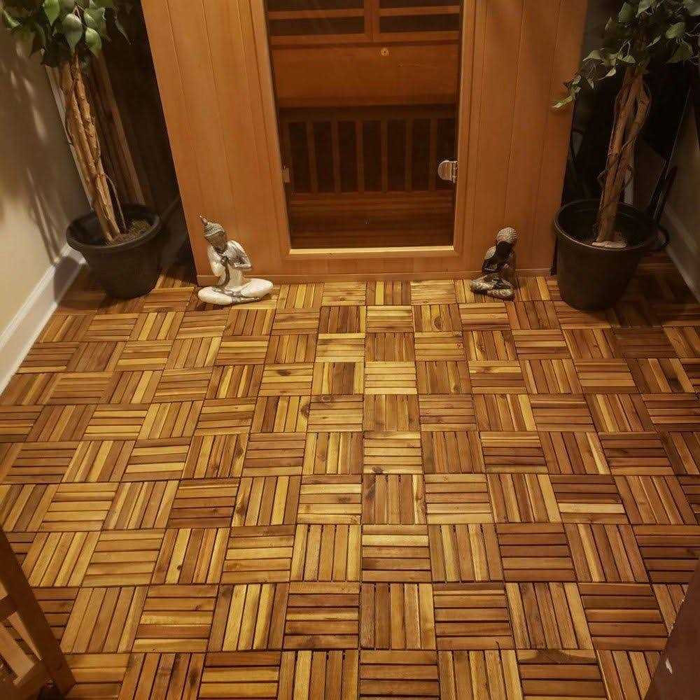 Interbuild 1 ft. x 1 ft. Interlocking Solid Hardwood Acacia Deck Tile - Image 5