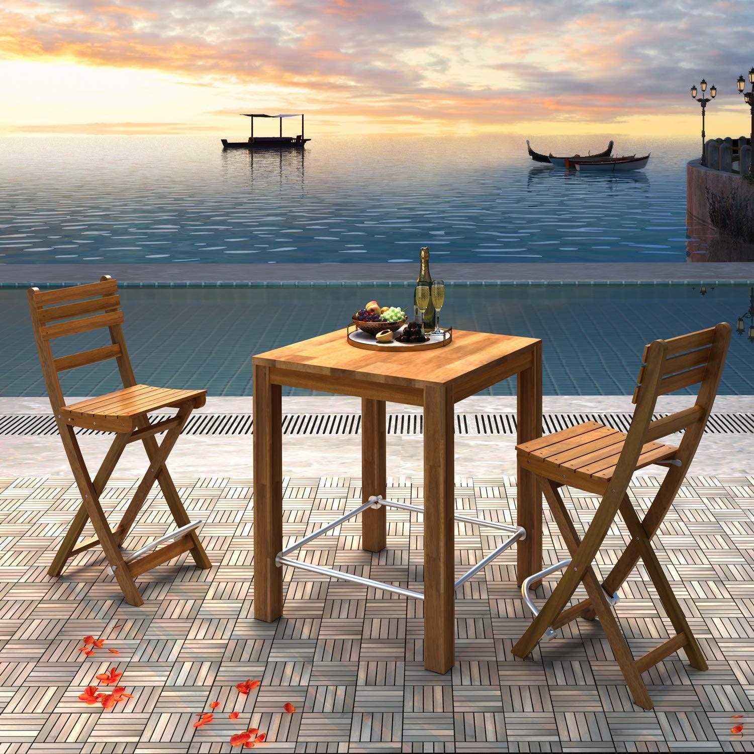 Interbuild 1 ft. x 1 ft. Interlocking Solid Hardwood Acacia Deck Tile - Image 3
