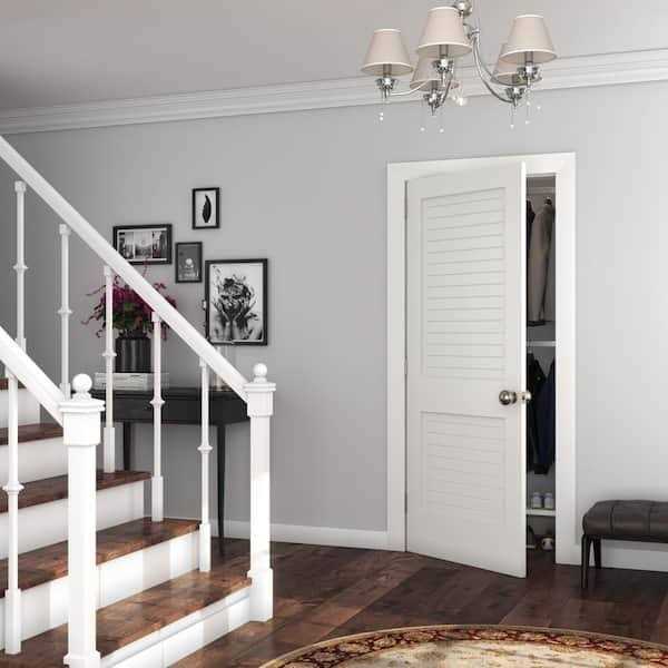 EightDoors 80-in White Finished Louver Solid Core Prefinished Pine Wood Slab Door - Image 5