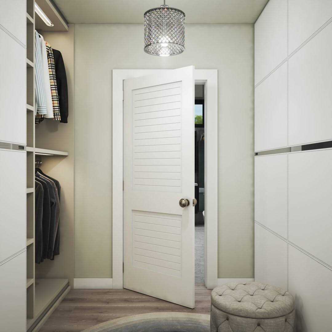 EightDoors 80-in White Finished Louver Solid Core Prefinished Pine Wood Slab Door - Image 3