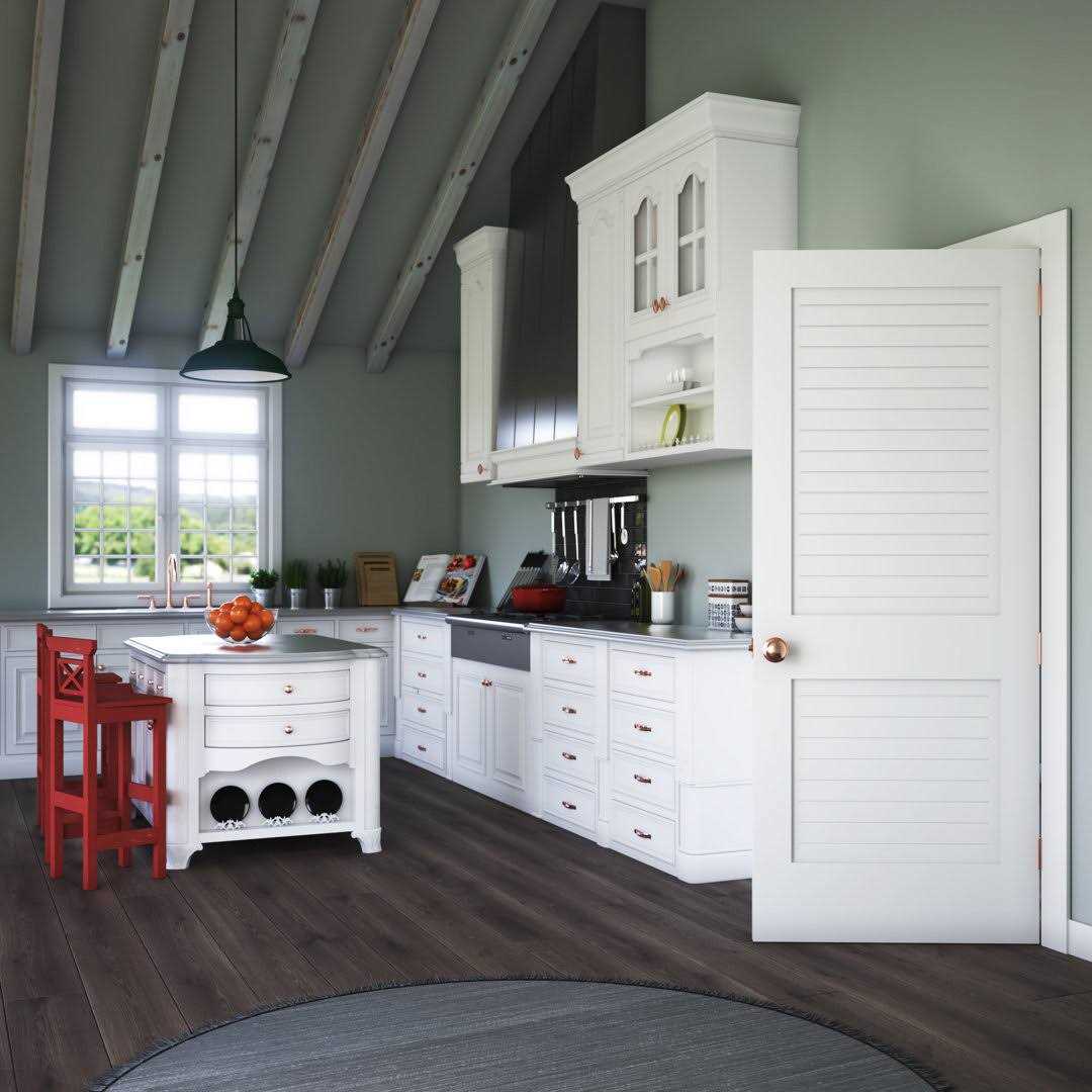 EightDoors 80-in White Finished Louver Solid Core Prefinished Pine Wood Slab Door - Image 5