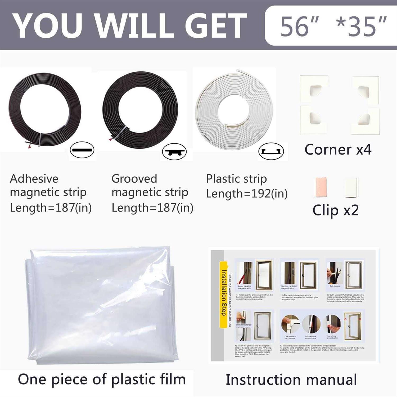 JOOFAN Magnetic Window Insulation kit Heavy Duty Window Insulation Film with Full Frame Magnetic Strip Coverings to Keep Cold Out Storm Warm in Winter and - Image 4