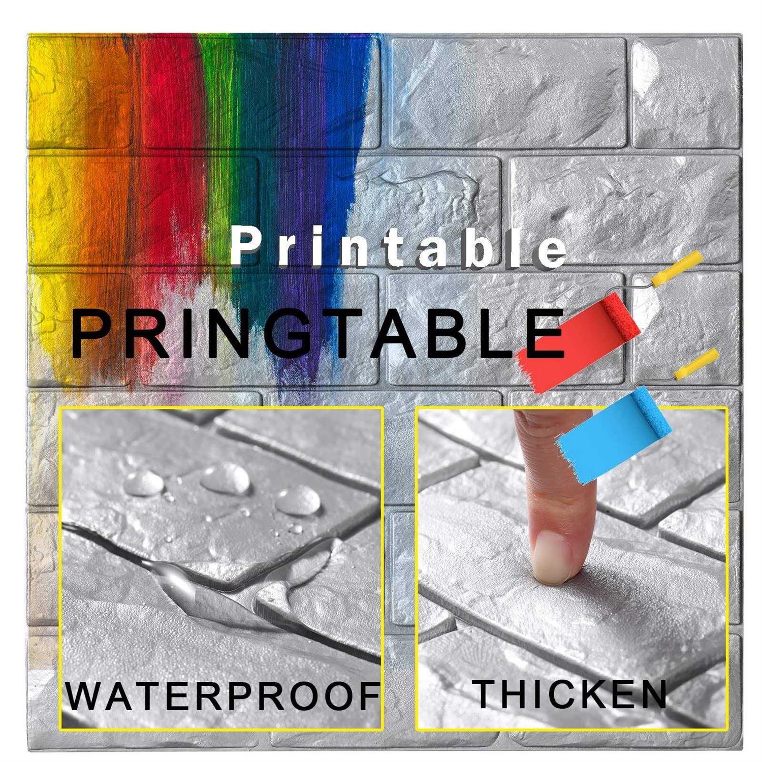 Circloophs 3d Wall Panels Stick and Peel Brick Printable Faux Paneling Self Adhesive Waterproof 3d Wallpaper Stick and Peel - Image 4