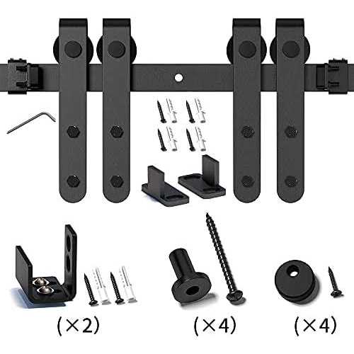 skysen Double Door Cabinet Sliding Barn Door Hardware Kit Super Mini Sliding Door Hardware for Wardrobe Cabinet TV Stand - Image 2