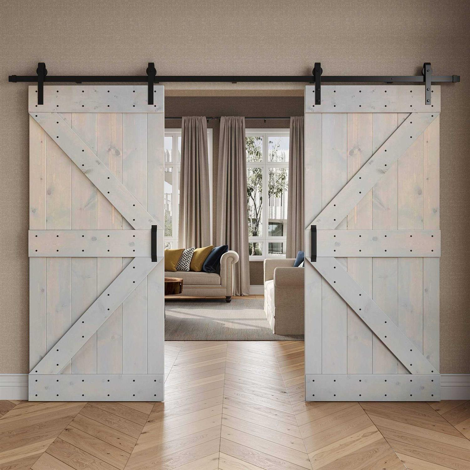 Coast Sequoia 84 in K Series DIY Knotty Wood Double Sliding Barn Door With Hardware Kit - Image 4