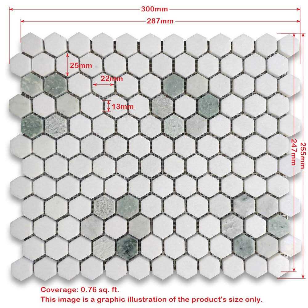 Marble Online Ming Green Thassos White Rosette Marble Hexagon Mosaic Tile - Image 5